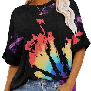 Zeagoo Black Multicolor Short Sleeve Tee